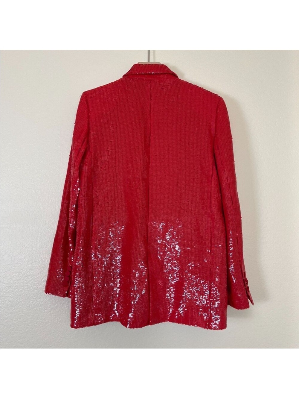 NWOT Zara Red Sequin Blazer Jacket - Statement Piece Sz S - Picture 6 of 13